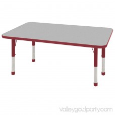ECR4Kids 30in x 48in Rectangle Everyday T-Mold Adjustable Activity Table Grey/Red - Chunky Leg